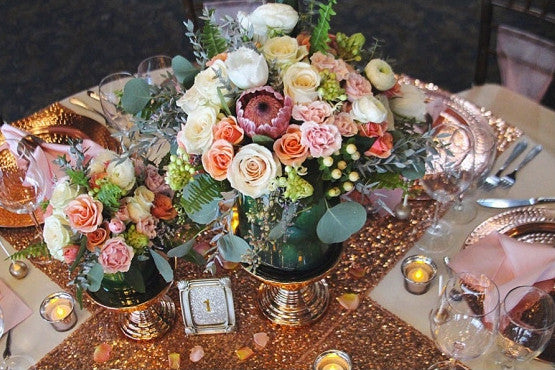 rose gold, sequin and blush wedding inspiration