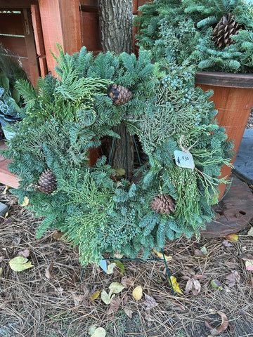 Evergreen Wreath with Pinecones