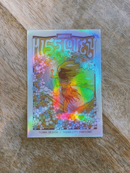 Holographic Surfing Hula Sticker