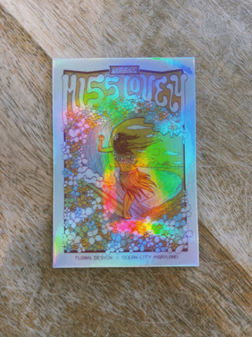 Holographic Surfing Hula Sticker