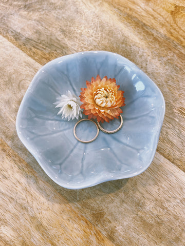 Blue Lily Pad Ceramic Ring Dish