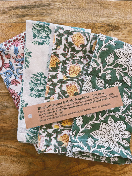 Block-Printed Fabric Napkin Set