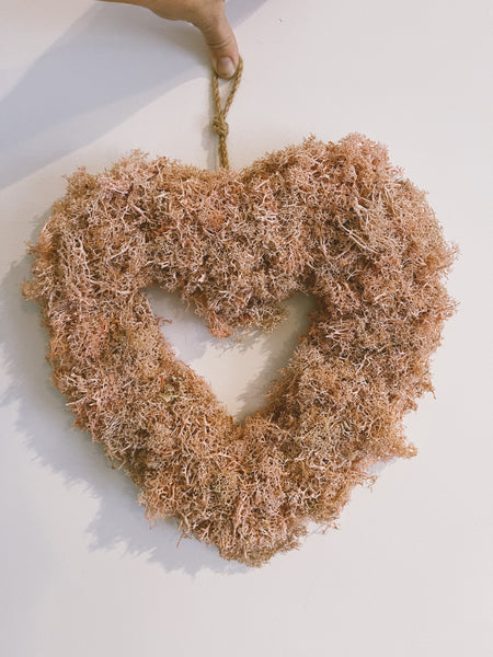 Pink Moss Heart Wreath