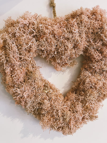 Pink Moss Heart Wreath