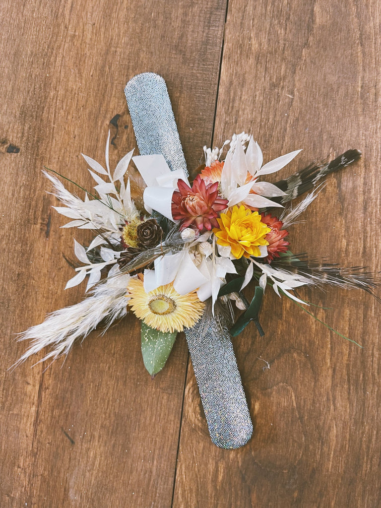 Dried Flower Wrist Corsage – Little Miss Lovely Floral Design
