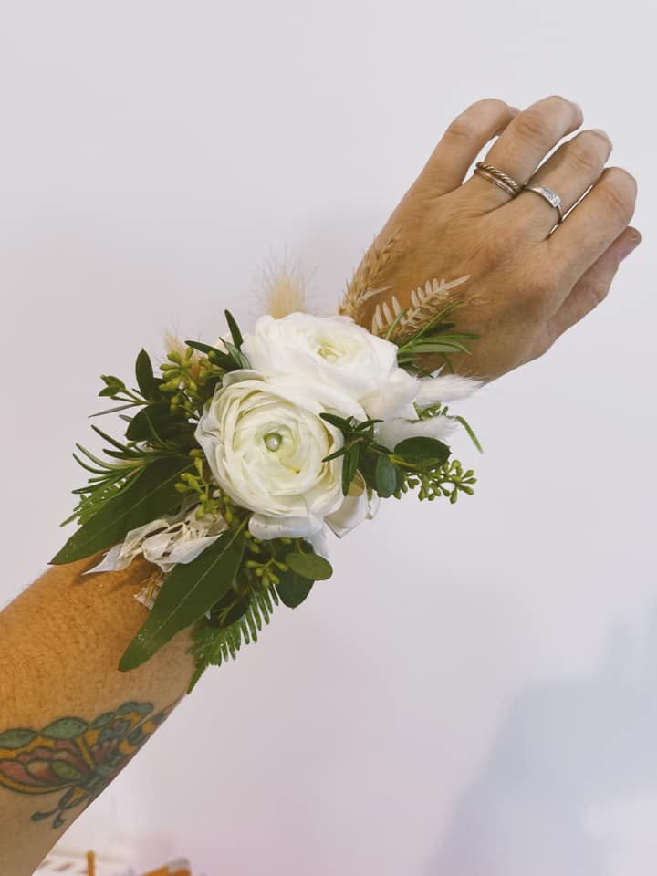 Fresh Floral Wrist Corsage – Little Miss Lovely Floral Design