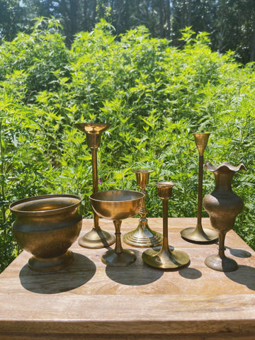 Brass Candlestick & Candle Holders